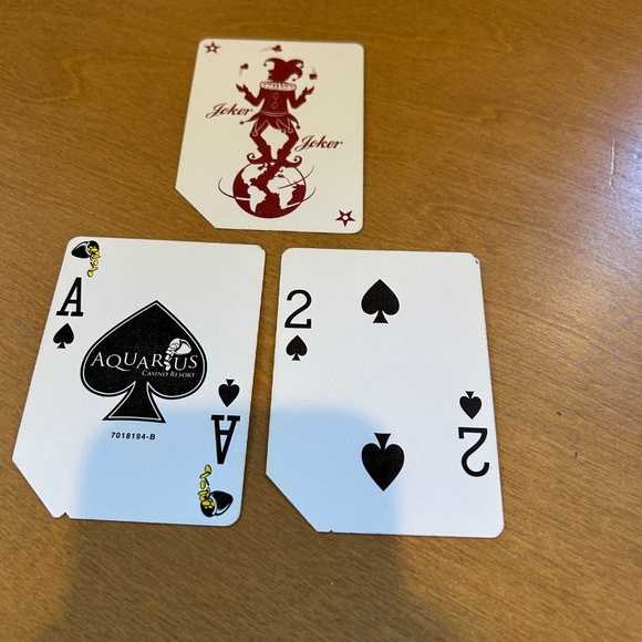 3 Casino-Used Playing Card Decks from Aquarius Casino Resort Laughlin, Nevada - Picture 5 of 6